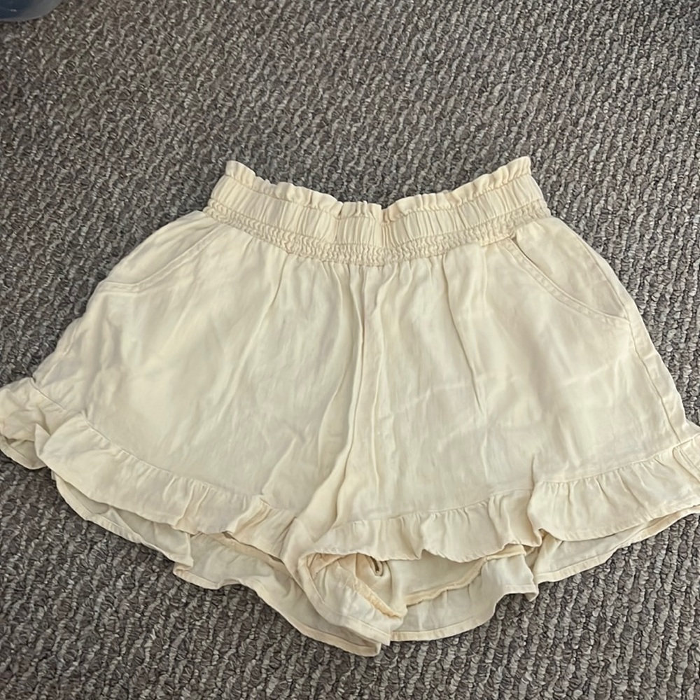 Yellow linen shorts